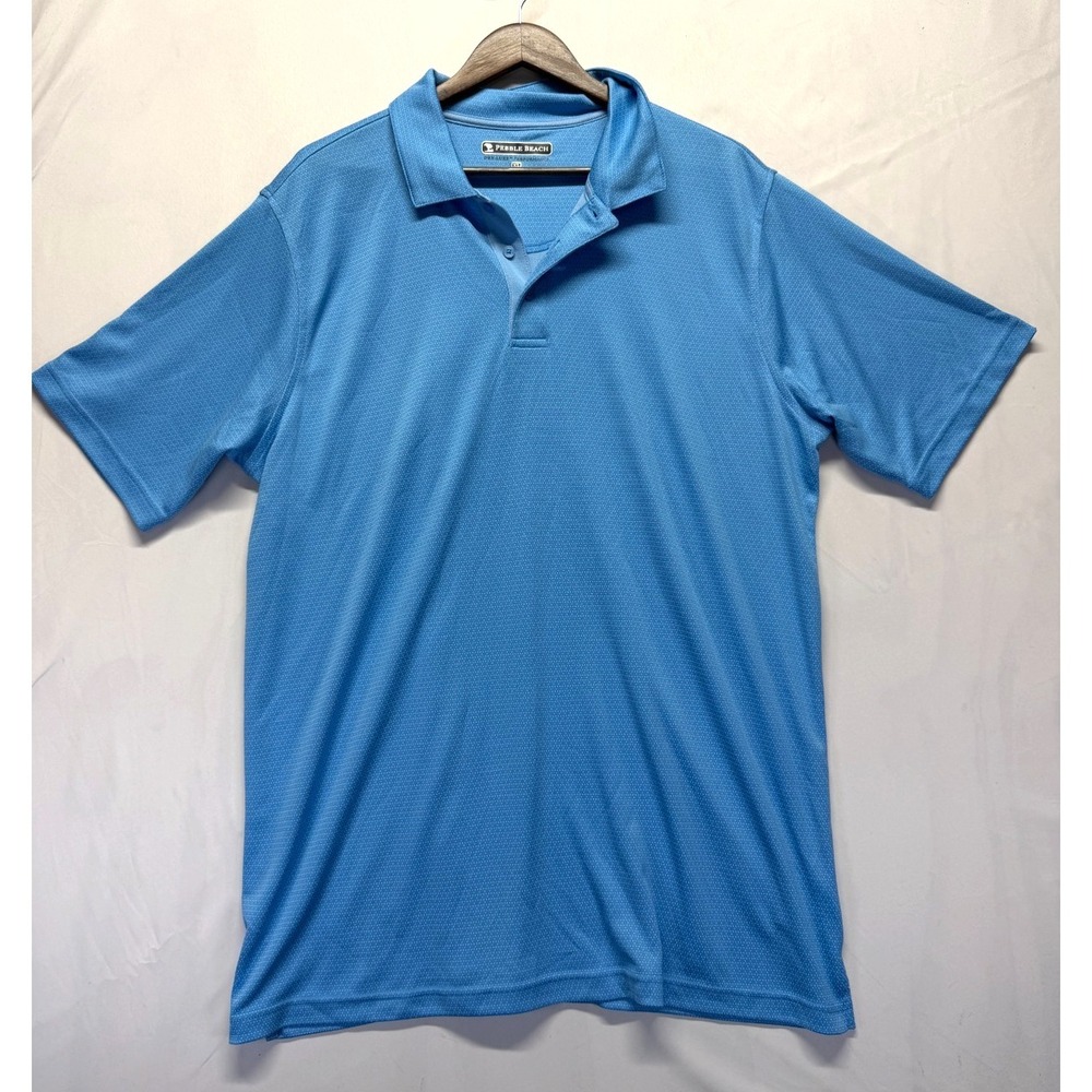 Pebble Beach Dry-Luxe Performance Polo Shirt Mens XL‎ Blue Quick Dry Golf Tennis
